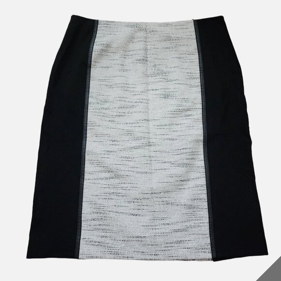 LAFAYETTE 148 New York Skirt Faux Leather Trim Black Slit Straight 14 - Picture 2 of 10